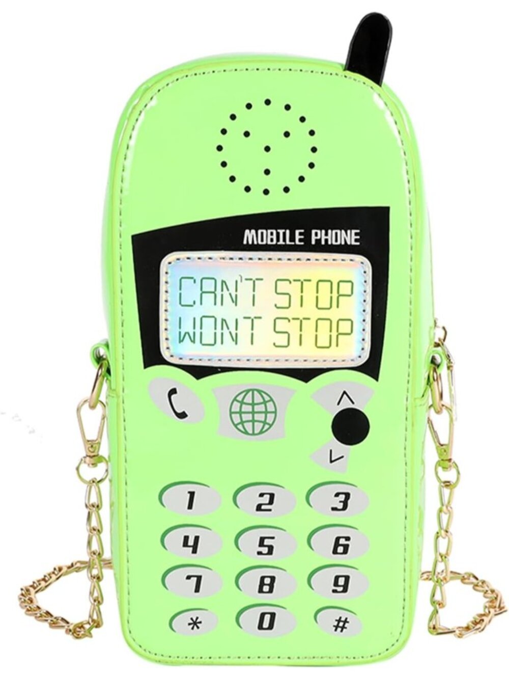 Girls Green Cute Digital Mobile Phone Shaped Funny Messenger Chain Crossbody Bag